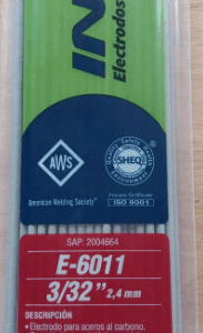 ELECTRODO INDURA  6011 3/32 (2.4 MM.)