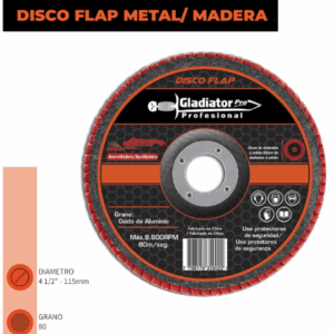 DISCO FLAP 4 1/2" ACERO Y MADERA GLADIATOR