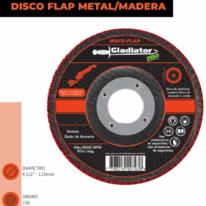 DISCO FLAP 4 1/2* ACERO Y MADERA GR100 GLADIATOR